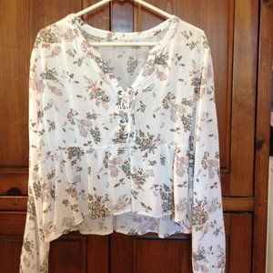 SO;  Junior Size L. Peplum  long sleeve blouse::